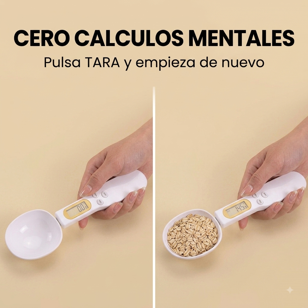 Macro Spoon — pulsa TARA y empieza de nuevo, antes y después